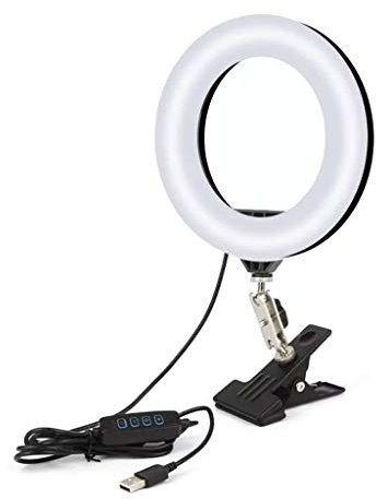 ATNCKS Dimmerabile LED Selfie Ring Light con Stand USB Selfie Luce Anello Lampada Grande Fotografia Ringlight per Computer PC Laptop