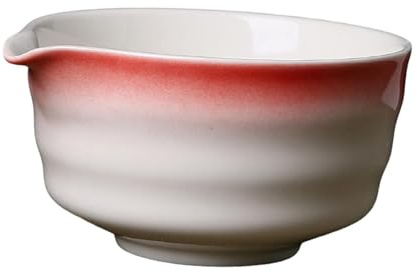 YWJLQH Cuenco Artesanal para té Matcha, Utensilios de cerámica, Taza Japonesa para Mezclar, Rojo, Individual