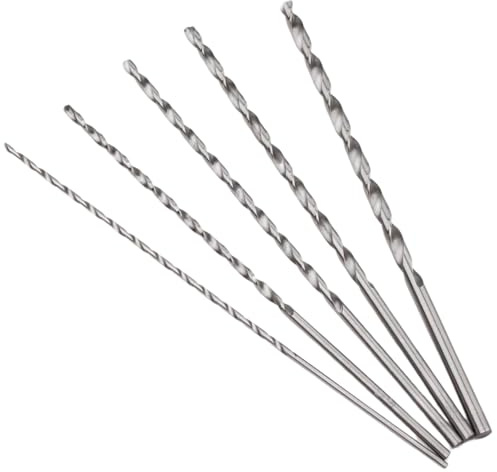 5 PCS Extra Long Twist Drill Bits, 150 mm Long High-Speed Steel Wood Drill Bits, 2MM 3MM 3.5MM 4MM 5MM Hardness Spiral Wood Drill Bit Straight Shank Set for Drilling Tool Wood Metal