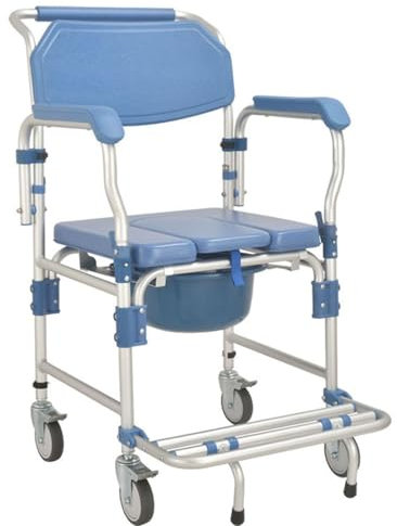 ENWYTE Toilettenstuhl Höhenverstellbarer für Senioren mit Armlehnen und Rückenlehne, faltbar, mobil, bis 150 kg, komfortabel mit Eimer, leicht zu reinigen, ideal für zu Hause