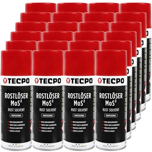 TECPO 24 x solventi antiruggine MoS², 400 ml, lubrificante per ruggine – Spray multifunzione con protezione contro la corrosione e capacità di creep per composti ossidati e arrugginiti