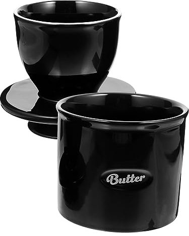 Cabilock Tarro De Mantequilla Negro Con Tapa Organizador De Cocina Para Guardar Mantequilla Queso y Postres Para Refrigerador