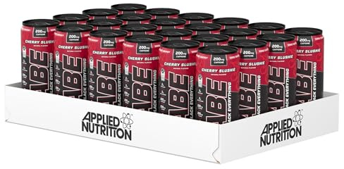 Applied Nutrition ABE Pre Workout Cans - All Black Everything Energy + Performance Drink, ABE Carbonated Beverage Sugar Free with Caffeine (Pack of 24 Cans x 330ml) (Cherry Slushie)