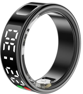 Bague intelligente IP68 écran, moniteur de fréquence cardiaque et d’oxygène dans le sang, compteur de pas, Bluetooth pour iPhone 16, 15, 14, 13 Pro Max