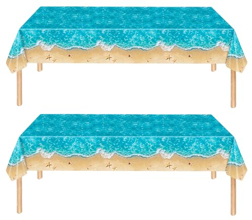 COSORO Ocean Party Stoviglie con piatti di carta, bicchieri, tovaglioli, tovaglia in plastica, per decorazioni oceaniche (tovaglia)