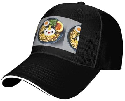 ETASUIOL Huevera con estampado de ramen, elegante y duradera, gorra de golf, para uso diario, actividades al aire libre, todas las estaciones, color negro, talla única, Negro , Talla única