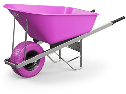 Agri Barrow Wheel Barrow 120 Litre Plastic Wheelbarrow with Fat Puncture Proof Tires, Pink- Ideal for Equestrians, Gardeners, Yard & Garden Maintainers, Farmers, Stable Workers, Allotment Owners