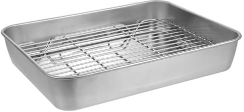 Abaodam Teglia Acciaio Teglia Da Forno Rettangolare Per Cucinare e Cuocere Al Forno Inclusa Di Raffreddamento Per Cottura Uniforme
