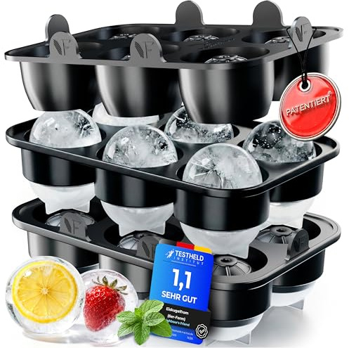 Neighbour's Friend Patentierte Eiskugelform 2er Pack Platinum - Große Eiswürfelform rund Platinsilikon für Cocktails, Gin & Getränke - 12x Eiswürfel rund spülmaschinengeeignet - XXL Eiswürfel