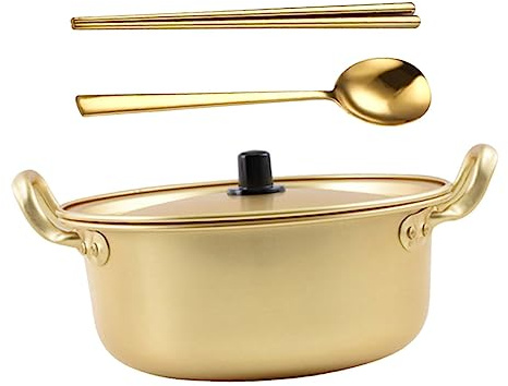 ULTECHNOVO Set de Pot de Ramen Coréen en Aluminium Bord Lisse pour Cuisiner les Nouilles Cuisine, Casserole de Nouilles Instantanées Pratique et Légère