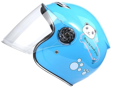 VANZACK Casque Garçon Fille Plein Visage avec Large Visière Transparente Protection Complète pour Vélo Skate et Trottinette Motif Cartoon Léger et Respirant Bleu Ciel