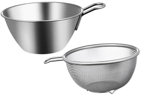 Toyvian Passoire Inox avec Bol Multifonction pour Lavage et Égouttage Tamis à Mailles Fines avec Panier et Bassine Large pour Fruits Légumes Pâtes