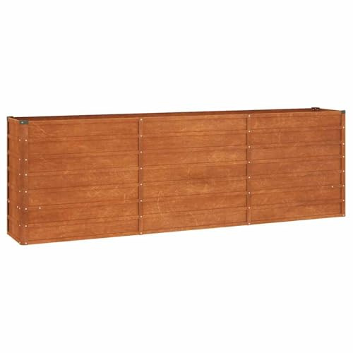 Aiuola rialzata da giardino con fondo aperto, vaso decorativo per cortile, terrazza, balcone, buona resistenza agli agenti atmosferici, 240 x 40 x 77 cm, in acciaio corten arrugginito