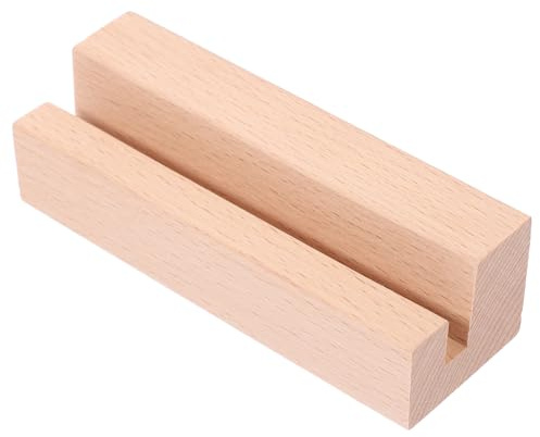 FELTECHELECTR Support de Calendrier de Bureau en Bois Naturel 10 Cm Fente 6 Mm pour Cartes, Photos et Notes, Porte-cartes Multifonctionnel pour Décoration de Table et Organisation au Bureau