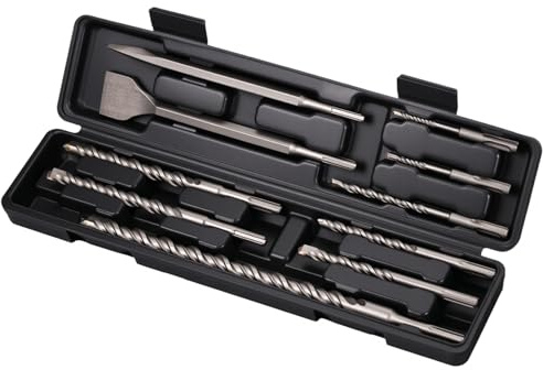 Vearter 10PCS SDS Plus Masonry Drill Bits Set and Chisel Set, Rotary Hammer SDS Drill Bit Set for Concrete, Brick, Granite with Storage Case