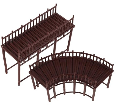 GLEAVI 2pcs Miniature Arched Walkway Model, Small Scale Chinese Open Gallery Bridge for Fairy Garden, Micro Landscape Decorative Architecture Structure Set