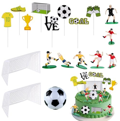 TENGWA Tortendeko Fussball 18 Stück Fußball Spieler Torte Dekorationen Kinder Kuchen Deko für Junge Figuren Geburtstag Party Sport Thema Torten Deko Geburtstag Party Suppplies