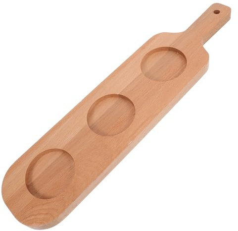 GRADENEVE Bandeja de Madera Natural para Servir Vasos de Cerveza con 3 Orificios y Asa Conveniente Diseño Rústico y Funcional en y Karaokes
