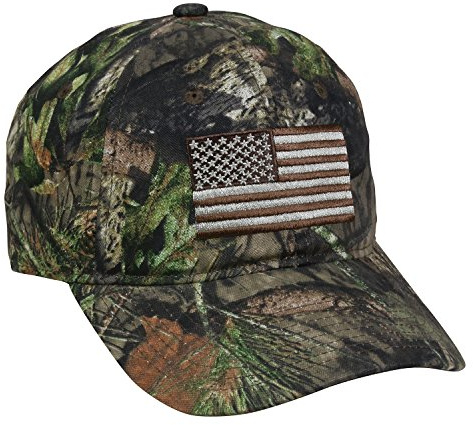 Mossy Oak Country American Flag Hunting Hat – Washed Camouflage Baseball Cap with Hook and Loop Closure, One Size