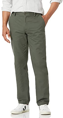 Amazon Essentials Men's Straight-Fit Wrinkle-Resistant Flat-Front Chino Pant Pants, -olive, 29W x 32L