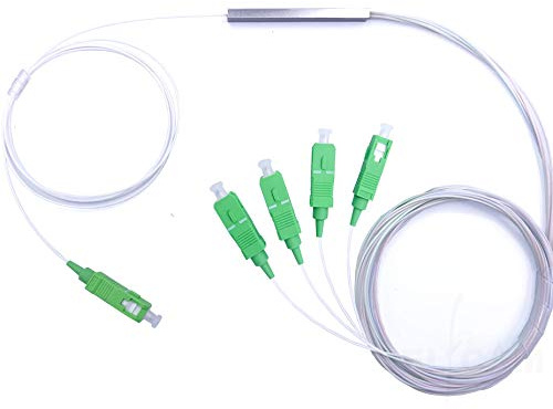 Elfcam - Optischer Splitter Glasfaser-PLC-Splitter (Fasersplitter) SC/APC Simplex Singlemode 0,9 mm, 1X4