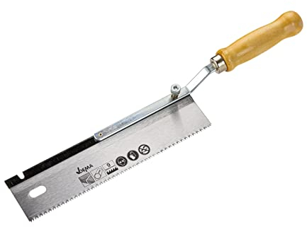 DEMA Feinsäge 250 mm mit Holzgriff, Umlegbar, Gekröpft für Holz und Kunststoff - Präzise Handsäge mit Rücken für Heimwerker, DIY, Werkstatt