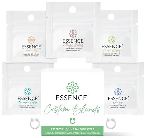 Essence Nasal Diffuser | Essential Oil Ring | Silicone Nose Inhaler Bundle Pack (Custom Blends)
