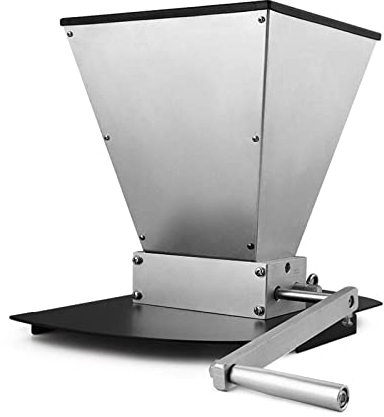 AIZYR Stainless Steel Grain Crusher 2 Roller Malt Mill, Wheat Barley Grinder with Hopper and Metal Base Stand for Homebrew Beer Brewing