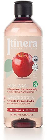 Itinera Gel Doccia Protettivo con Mela del Trentino Alto Adige – Idratante e Nutriente con Aloe Vera, Uva Toscana, Limone di Amalfi – Bottiglia Eco-Friendly, 370 ml