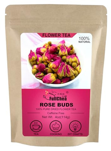 FullChea - 100% Pure Natural Dried Rose Buds - 4oz/114g - Premium Food-grade Fragrant Rosebuds Dried Flowers - Perfect Choice For Rose Tea, Baking, Crafting, Soap Making