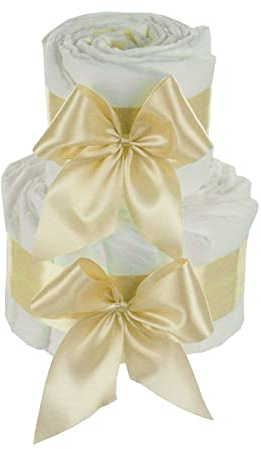 Gâteau de couches à personnaliser soi-même - Cadeau de naissance pour garçon et fille - 2 étages - Crème