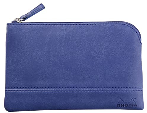 Rhodia 116538C - Rhodiarama pochette zippé en simili cuir italien - taille S (11x17 cm) SAPHIR