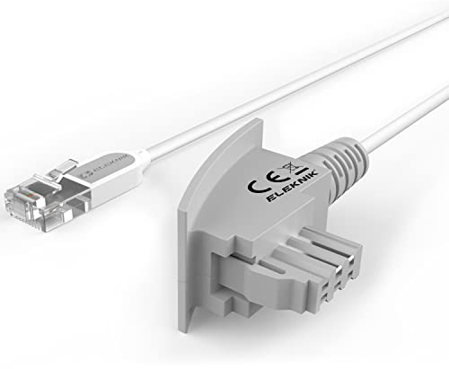 Eleknik DSL Kabel | 0,25m, Weiß – High-Speed VDSL 250 MBit/s, TAE-F zu RJ45, Robustes Internetkabel, Mit Galvanischer Signatur, Für Router an Telefondose, Speedport & Fritzbox
