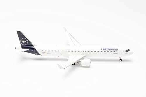 Herpa Modellflygplan Airbus A321neo Lufthansa D-AIEG Naumburg, A6-EOT skala 1:200 – modellbyggande flygplan, flygplansmodell för samlare, miniatyrdekoration, flygplan utan metallstativ