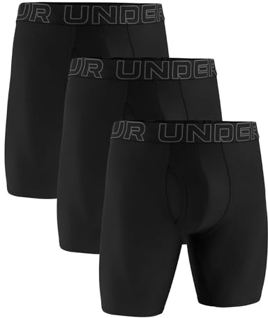 Under Armour Men's Performance Tech Long-Leg Boxerjock Brief Underwear, 9 Inseam, 3-Pack, Black Solid, X-Large