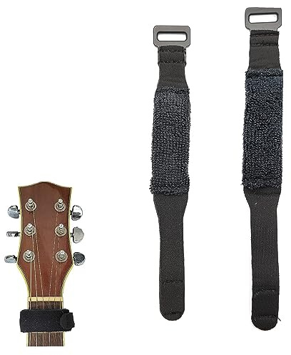 2 Stück Gitarrensaitendämpfer, einstellbarer Schalldämpfer für Bassgitarre, 2 Größen, Geräuschreduzierung, Schalldämpfung für Gitarrentastatur, Bassmusikinstrument (schwarz)