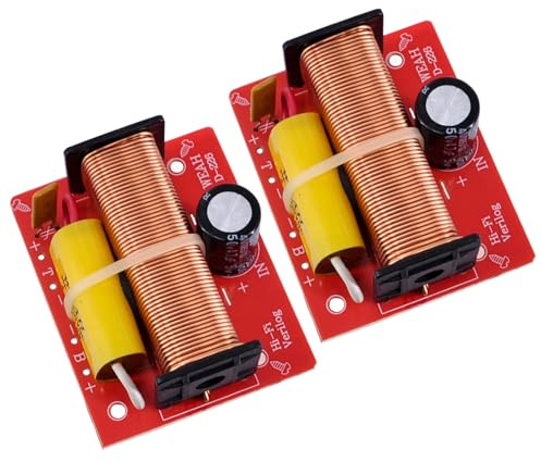 2 Way Speaker Crossover, DriSentri 2pcs 100W Speaker 2 Way Crossover Audio Treble + Bass Independent Crossover Speakers Filter Frequency Divider
