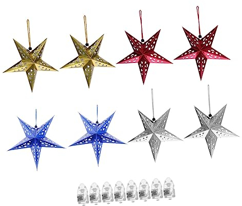 TOPBATHY 8stücke Teiliges Leuchtender Pentagramm-hängedekoration Für Weihnachten Große Sterne Für Festliche Anlässe Und Kreative Fotografie