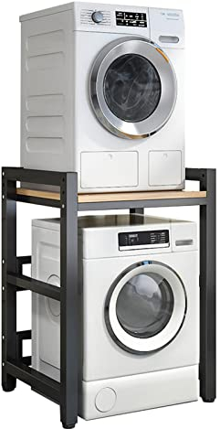 Height Adjustable Dryer Stand - Over Washer Storage Rack with 400KG Load Capacity - Stacking Kit for Front Loader Washing Machines & Tumble Dryers - Enhance Laundry Room Organization
