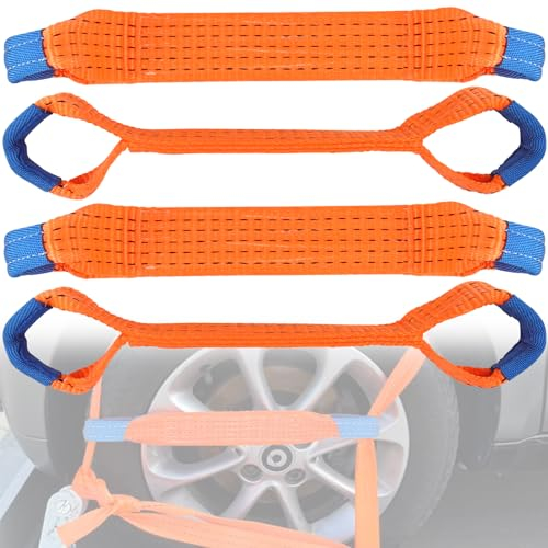 Spanngurte Autotransport Quergurt für Spanngurt Zurrschlaufen 50mm Kurz Radsicherungsgurte Radsicherung Trailer Reifengurt Zurrgurte Auto Transport Gurt Orange 4 Stück