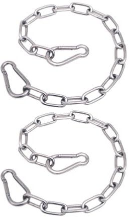 2pcs Gate Chain Lock, Stainless Steel Gate Link Chain Hanging Chain Gate Latches Hanging Hammock Chair Punching Bags Coil Chain for Outdoor Fences, Pet Cages (2pcs,Silver)