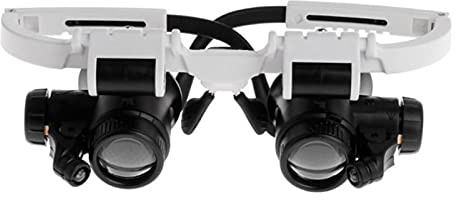Gafas Lupa,Lupas De Gran Aumento con Luz Lupa de lupas lupas lupas de Lupa con reparación de Relojes de iluminación 8 x 15x 23x joyería Lupa Lente(White)