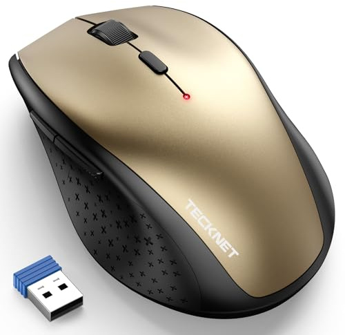 TECKNET Wireless Mouse for Laptop, 4800 DPI Optical Computer Mice, Gold