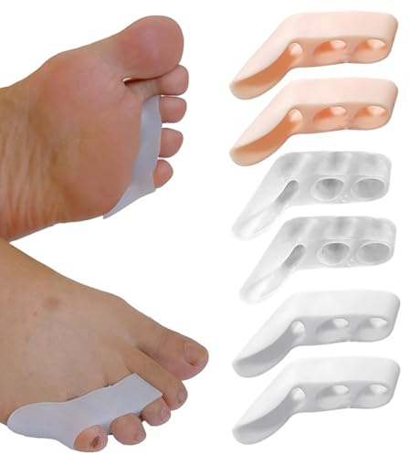 SGERUFZ 3 Dual Silikon Zehentrenner, Kleiner Zehenspreizer, Drei-Loch-Zehenspreizer für überlappende Zehen, Blasen, Schwielen und zur Reduzierung von Fußschmerzen und Reibung.