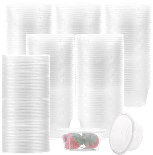 MIVIDE Aufbewahrungsdosen mit Deckel Rund 200ml/7oz, 100 Stück | Kleine Dosen mit Deckel Plastik, Frischhaltedosen Auslaufsicher Aufbewahrungsdosen für Soßen, Dips, Gewürze