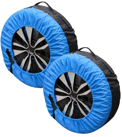 2 Stück Universal 16-22 Zoll Auto-Ersatzreifenabdeckung, 600d Oxford-Stoff-Ersatzreifen-Schutzhülle, wasserdichte, Staubdichte Und UV-Beständige Reifenabdeckung, Mit Griff (Blau)