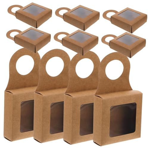 MAGICLULU 25stücke Weinflaschenbox Mit Fenster Aus Papier Hängebox Für Wein Geschenkbox Zum Aufhängen Faltbare Weinboxen Für Kekse Cupcakes Dekorative Aufbewahrungsbox
