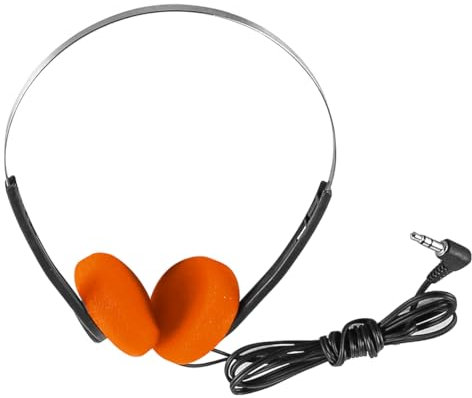 Tiardey Cuffie Auricolari retrò Arancioni Over-Ear, Auricolari retrò Leggeri, Auricolari Stereo Hi-Fi per la Maggior Parte dei telefoni cellulari e dispositivi di Riproduzione Walkman (Arancione)