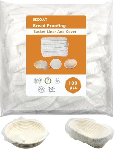 100 Pcs Bread Banneton Liner, 21 Banneton Bread Proofing Basket Non Woven Liners,Bread Proofing Cover, Elastic Banneton Basket Liner, Sourdough Bread Baking Supplies