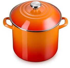 Le Creuset Enamel on Steel Traditional Stockpot, 10 qt., Flame with Stainless Steel Knob